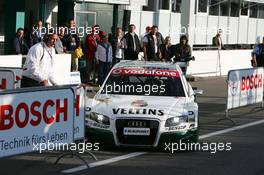29.10.2006 Hockenheim, Germany,  Heinz-Harald Frentzen (GER), Audi Sport Team Abt Sportsline, Audi A4 DTM, makes a mistake by driving into the parc ferme when he retires from the race - DTM 2006 at Hockenheimring (Deutsche Tourenwagen Masters)