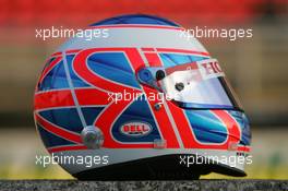 27.01.2006 Barcelona, Spain,  The helmet of Jenson Button (GBR), Honda Racing F1 Team - Formula One Testing, Circuit de Catalunya