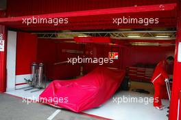 23.01.2006 Barcelona, Spain,  The Ferrari car waits for for there test to begin - Formula One Testing, Circuit de Catalunya
