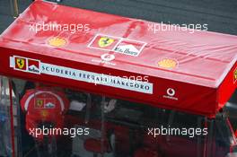26.01.2006 Barcelona, Spain,  Frost on top of the Ferrari pit gantry - Formula One Testing, Circuit de Catalunya