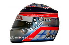 23.02.2006 Barcelona, Spain,  Helmet of Takuma Sato (JPN), Super Aguri F1