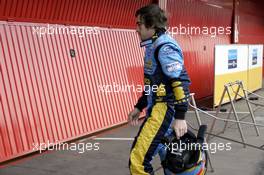 22.02.2006 Barcelona, Spain,  Fernando Alonso (ESP), Renault F1 Team stopped on the track on his first installation lap