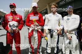 12.03.2006 Sakhir, Bahrain,  Michael Schumacher (GER), Scuderia Ferrari and Ralf Schumacher (GER), Toyota Racing, Nico Rosberg (GER), WilliamsF1 Team, Nick Heidfeld (GER), BMW Sauber F1 Team, Niki Lauda - Formula 1 World Championship, Rd 1, Bahrain Grand Prix, Sunday