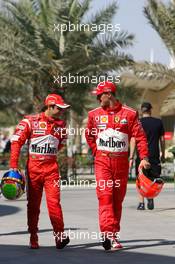 09.03.2006 Sakhir, Bahrain,  Felipe Massa (BRA), Scuderia Ferrari and Michael Schumacher (GER), Scuderia Ferrari - Formula 1 World Championship, Rd 1, Bahrain Grand Prix, Thursday