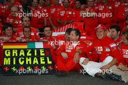 22.10.2006 Sao Paulo, Brazil,  Ferrari celebrate Michael Schumacher (GER), Scuderia Ferrari retirement, Felipe Massa (BRA), Scuderia Ferrari Jean Todt (FRA), Scuderia Ferrari, Teamchief, General Manager, Team Principal and Ross Brawn (GBR), Scuderia Ferrari, Technical Director - Formula 1 World Championship, Rd 18, Brazilian Grand Prix, Sunday Podium
