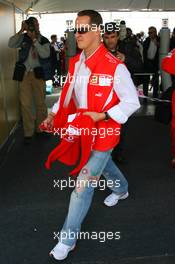 21.10.2006 Sao Paulo, Brazil,  Michael Schumacher (GER), Scuderia Ferrari, arrives at the circuit - Formula 1 World Championship, Rd 18, Brazilian Grand Prix, Saturday