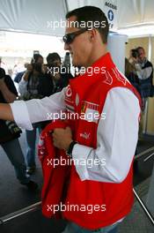 21.10.2006 Sao Paulo, Brazil,  Michael Schumacher (GER), Scuderia Ferrari, arrives at the circuit - Formula 1 World Championship, Rd 18, Brazilian Grand Prix, Saturday