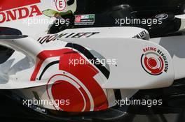 22.06.2006 Montreal, Canada,  Rubens Barrichello (BRA), Honda Racing F1 Team, RA106, bodywork detail - Formula 1 World Championship, Rd 9, Canadian Grand Prix, Thursday