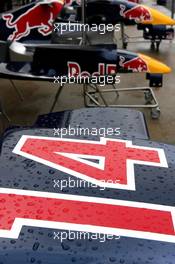 22.06.2006 Montreal, Canada,  Red Bull Racing bodywork, sits out in the rain - Formula 1 World Championship, Rd 9, Canadian Grand Prix, Thursday
