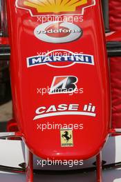 22.06.2006 Montreal, Canada,  Scuderia Ferrari nose cone, with "CASE IH" Sponsorship which is Ferrari parent Fiat's tractor-making subsidiary. - Formula 1 World Championship, Rd 9, Canadian Grand Prix, Thursday