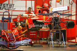 29.09.2006 Shanghai, China,  Scuderia Ferrari team garage by night - Formula 1 World Championship, Rd 16, Chinese Grand Prix, Friday