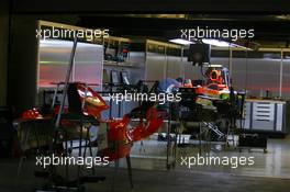 29.09.2006 Shanghai, China,  The Spyker MF1 Racing garage, by night - Formula 1 World Championship, Rd 16, Chinese Grand Prix, Friday
