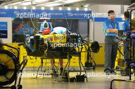 29.09.2006 Shanghai, China,  Renault F1 Team garage by night - Formula 1 World Championship, Rd 16, Chinese Grand Prix, Friday