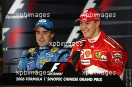 01.10.2006 Shanghai, China,  Michael Schumacher (GER), Scuderia Ferrari, Fernando Alonso (ESP), Renault F1 Team - Formula 1 World Championship, Rd 16, Chinese Grand Prix, Sunday Press Conference