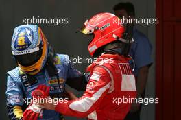 14.05.2006 Granollers, Spain,  Fernando Alonso (ESP), Renault F1 Team and Michael Schumacher (GER), Scuderia Ferrari - Formula 1 World Championship, Rd 6, Spanish Grand Prix, Sunday Podium