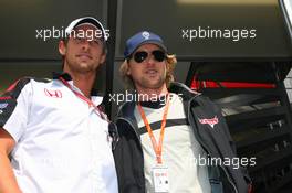 14.05.2006 Granollers, Spain,  Jenson Button (GBR), Honda Racing F1 Team & Movie Star, Owen Wilson, promoting new animated film "Cars" by Disney Pictures- Formula 1 World Championship, Rd 6, Spanish Grand Prix, Sunday