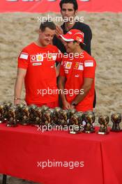 11.05.2006 Granolles, Spain,  Michael Schumacher (GER), Scuderia Ferrari, Felipe Massa (BRA), Scuderia Ferrari - Vodafone Ferrari Beach Soccer Challenge - Formula 1 World Championship, Rd 6, Spanish Grand Prix, Thursday