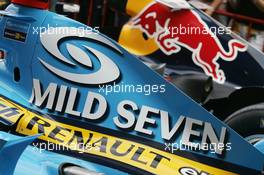 11.05.2006 Granolles, Spain,  Renault engine cover - Formula 1 World Championship, Rd 6, Spanish Grand Prix, Thursday