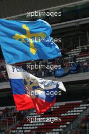 11.05.2006 Granolles, Spain,  Fernando Alonso (ESP), Renault F1 Team - Formula 1 World Championship, Flag of home town, Oviedo,  Rd 6, Spanish Grand Prix, Thursday