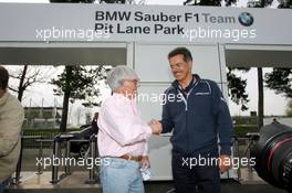 04.05.2006 Nürburg, Germany,  Bernie Ecclestone (GBR) and Dr. Mario Theissen (GER), BMW Motorsport Director, BMW Sauber F1 Team - Formula 1 World Championship, Rd 5, European Grand Prix, Thursday, BMW Pit Lane Theme Park