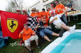 05.05.2006 Nürburg, Germany,  Fans on a campside, camping ground, tent - Formula 1 World Championship, Rd 5, European Grand Prix, Friday