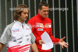05.05.2006 Nürburg, Germany,  Jarno Trulli (ITA), Toyota Racing with Michael Schumacher (GER), Scuderia Ferrari - Formula 1 World Championship, Rd 5, European Grand Prix, Friday