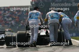 05.05.2006 Nürburg, Germany,  Franck Montagny (FRA), Super Aguri F1 stopped in the pit lane - Formula 1 World Championship, Rd 5, European Grand Prix, Friday Practice