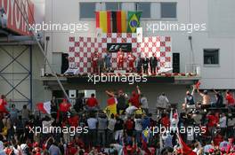 07.05.2006 Nürburg, Germany,  Fernando Alonso (ESP), Renault F1 Team with Michael Schumacher (GER), Scuderia Ferrari and Felipe Massa (BRA), Scuderia Ferrari - Formula 1 World Championship, Rd 5, European Grand Prix, Sunday Podium