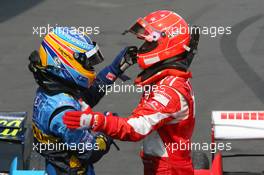07.05.2006 Nürburg, Germany,  Fernando Alonso (ESP), Renault F1 Team and Michael Schumacher (GER), Scuderia Ferrari - Formula 1 World Championship, Rd 5, European Grand Prix, Sunday Podium