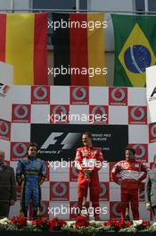 07.05.2006 Nürburg, Germany,  Fernando Alonso (ESP), Renault F1 Team with with Michael Schumacher (GER), Scuderia Ferrari and Felipe Massa (BRA), Scuderia Ferrari - Formula 1 World Championship, Rd 5, European Grand Prix, Sunday Podium