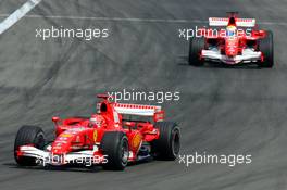 07.05.2006 Nürburg, Germany,  Michael Schumacher (GER), Scuderia Ferrari, F2006 leads Felipe Massa (BRA), Scuderia Ferrari - Formula 1 World Championship, Rd 5, European Grand Prix, Sunday Race