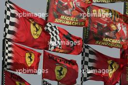 06.05.2006 Nürburg, Germany,  Ferrari and Michael Schumacher flags - Formula 1 World Championship, Rd 5, European Grand Prix, Saturday