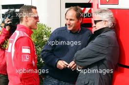 06.05.2006 Nürburg, Germany,  Michael Schumacher (GER), Scuderia Ferrari, Gerhard Berger (AUT) and Willi Weber (GER), Driver Manager - Formula 1 World Championship, Rd 5, European Grand Prix, Saturday