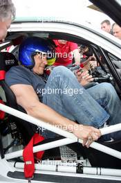06.05.2006 Nürburg, Germany,  Actor Ralf Möller, Moeller (GER) and Ralf Schumacher (GER), Toyota Racing during a Taxi ride in a Toyota Corolla from the Rally WRC 1999. Schumacher had to stop after a hydraulic failure - Formula 1 World Championship, Rd 5, European Grand Prix, Saturday