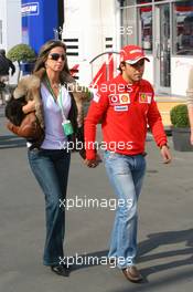 07.05.2006 Nürburg, Germany,  Rafaela Bassi (BRA), Girl Friend, girlfriend of Felipe Massa with Felipe Massa (BRA), Scuderia Ferrari - Formula 1 World Championship, Rd 5, European Grand Prix, Sunday