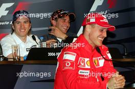 04.05.2006 Nürburg, Germany,  Nick Heidfeld (GER), BMW Sauber F1 Team, Christijan Albers (NED) and Michael Schumacher (GER), Scuderia Ferrari - Formula 1 World Championship, Rd 5, European Grand Prix, Thursday Press Conference