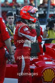 29.10.2006 Monza, Italy, Michael Schumacher (GER), Scuderia Ferrari, climbs aboard his Scuderia Ferrari, 248 F1 car for the last time  - Ferrari World Finals, Monza