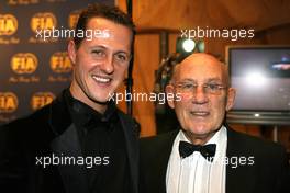 08.12.2006 Monte Carlo, Monaco,  Michael Schumacher (GER), 7-Times Formula 1 World Champion, with Stirling Moss (GBR) - 2006 FIA Gala Prize Giving Ceremony