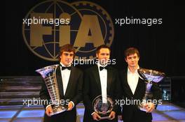 08.12.2006 Monte Carlo, Monaco,  Fernando Alonso (ESP), Formula 1 World Champion 2006, Sebastian Loeb (FRA), World Rally Champion 2006, Andy Priaulx (GBR), World Touring Car Champion 2006 - 2006 FIA Gala Prize Giving Ceremony