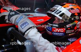 14.07.2006 Magny Cours, France,  /Christian Abt (GER), Audi Sport Team Phoenix, Audi A4 DTM, adjusting his mirrors - Formula 1 World Championship, Rd 11, French Grand Prix, Friday Practice