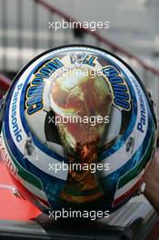 14.07.2006 Magny Cours, France,  Jarno Trulli (ITA), Toyota Racing, French GP Edition, Italy World Cup Win Helmet - Formula 1 World Championship, Rd 11, French Grand Prix, Friday