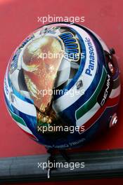 14.07.2006 Magny Cours, France,  Jarno Trulli (ITA), Toyota Racing, French GP Edition, Italy World Cup Win Helmet - Formula 1 World Championship, Rd 11, French Grand Prix, Friday