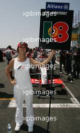 16.07.2006 Magny Cours, France,  Grid Girl for Tiago Monteiro (POR), Midland MF1 Racing - Formula 1 World Championship, Rd 11, French Grand Prix, Sunday Grid Girl