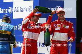 16.07.2006 Magny Cours, France,  1st Place, Michael Schumacher (GER), Scuderia Ferrari, 2nd Place, Fernando Alonso (ESP), Renault F1 Team, 3rd Place, Felipe Massa (BRA), Scuderia Ferrari - Formula 1 World Championship, Rd 11, French Grand Prix, Sunday Podium