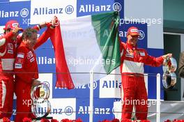 16.07.2006 Magny Cours, France,  1st place Michael Schumacher (GER), Scuderia Ferrari, 3rd place Felipe Massa (BRA), Scuderia Ferrari, and Jean Todt (FRA), Scuderia Ferrari, Teamchief, General Manager, Team Principal - Formula 1 World Championship, Rd 11, French Grand Prix, Sunday Podium