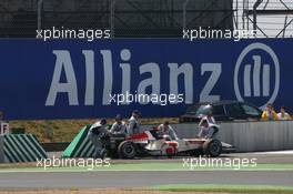 16.07.2006 Magny Cours, France,  Rubens Barrichello (BRA), Honda Racing F1 Team, RA106  retires from the race - Formula 1 World Championship, Rd 11, French Grand Prix, Sunday Race