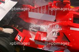 15.07.2006 Magny Cours, France,  Car of Michael Schumacher (GER), Scuderia Ferrari 248 F1, caught fire when returning in the pits - Formula 1 World Championship, Rd 11, French Grand Prix, Saturday Practice