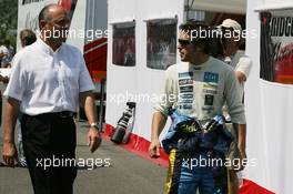 15.07.2006 Magny Cours, France,  Ron Dennis (GBR), McLaren, Team Principal, Chairman and Fernando Alonso (ESP), Renault F1 Team - Formula 1 World Championship, Rd 11, French Grand Prix, Saturday