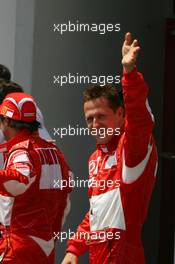 15.07.2006 Magny Cours, France,  Michael Schumacher (GER), Scuderia Ferrari gets pole position - Formula 1 World Championship, Rd 11, French Grand Prix, Saturday Qualifying