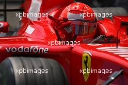 15.07.2006 Magny Cours, France,  Michael Schumacher (GER), Scuderia Ferrari gets pole position - Formula 1 World Championship, Rd 11, French Grand Prix, Saturday Qualifying